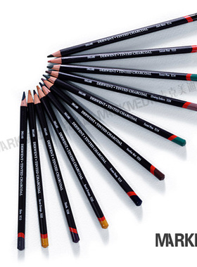 英国进口Derwent得韵彩色炭笔Tinted Charcoal彩碳笔 21色 单支