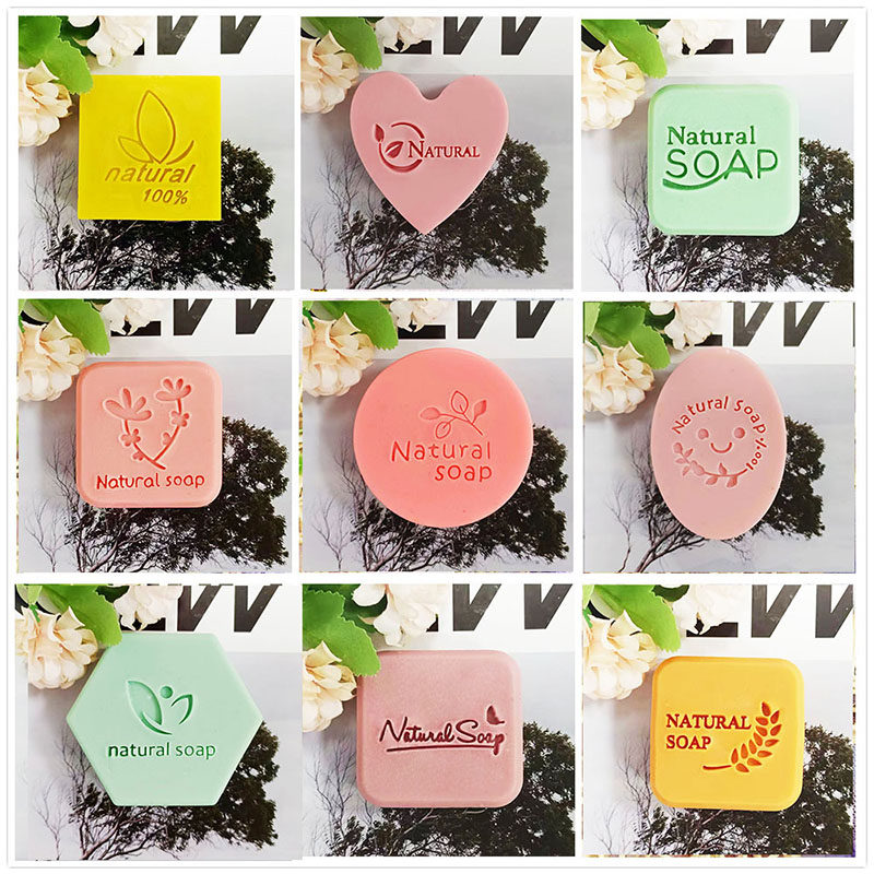 “天然皂”英文植物叶子图案亚克力皂章手工冷皂皂基香皂陶泥皂印