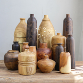 实木高级感花瓶民宿干花花器客厅酒店摆件装 饰复古风孤品特价 客厅