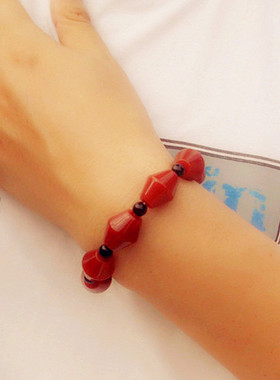 红玛瑙单圈手链玉髓本命年佛珠链