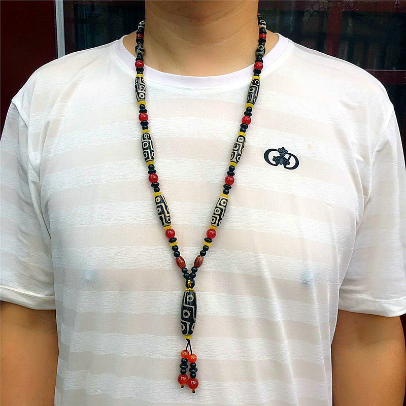 长款缠丝玛瑙项链男项坠毛衣链