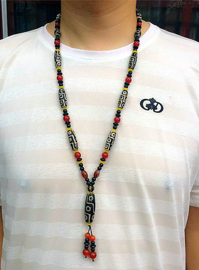 长款缠丝玛瑙项链男项坠毛衣链