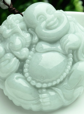 翡翠貔貅佛吊坠挂件带证书玉佛