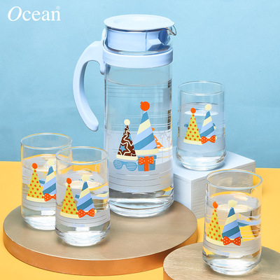 ocean玻璃ins风卡通印花冷水壶