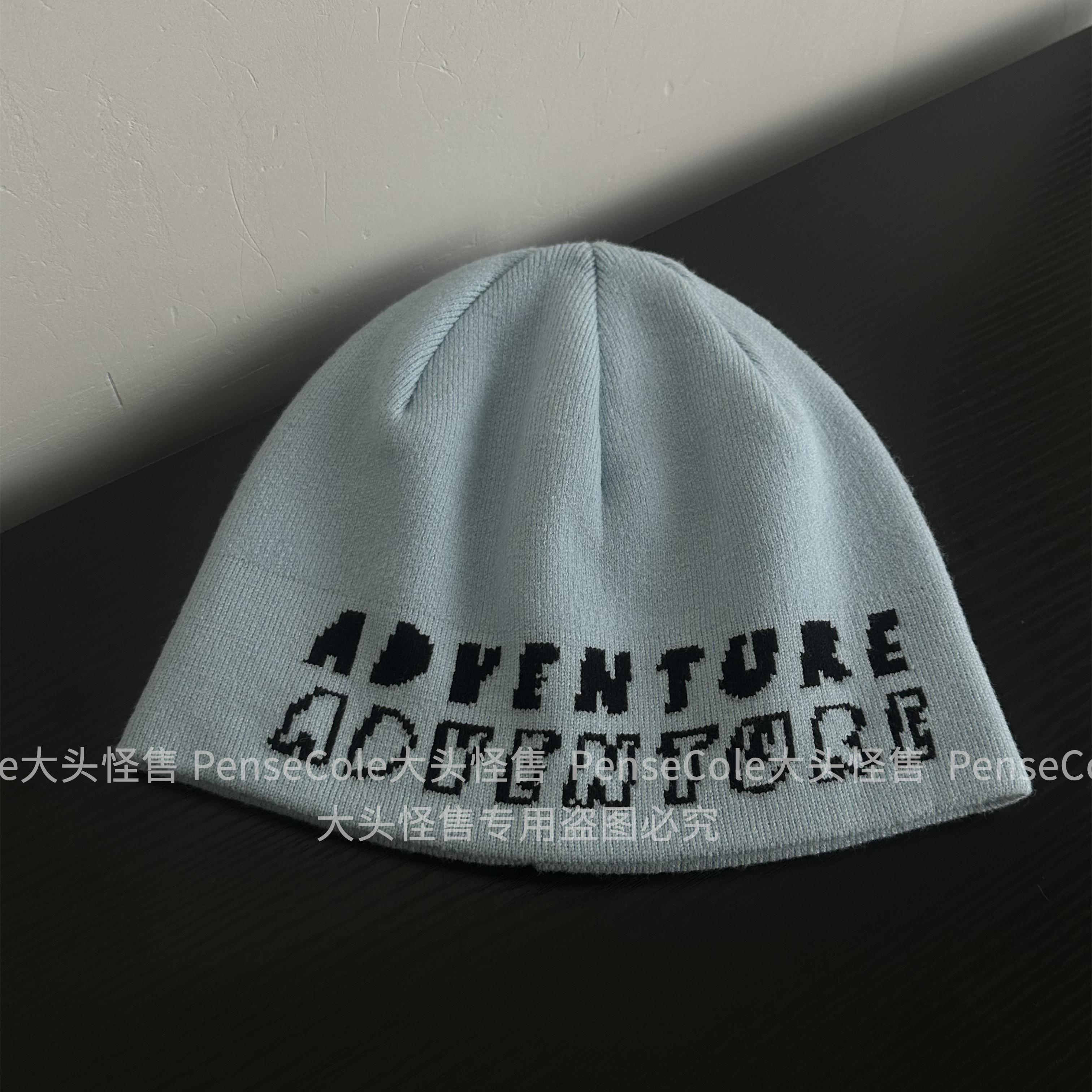 大头怪售套头提花撞色字母冷帽女秋冬百搭毛线帽男街头防寒针织帽