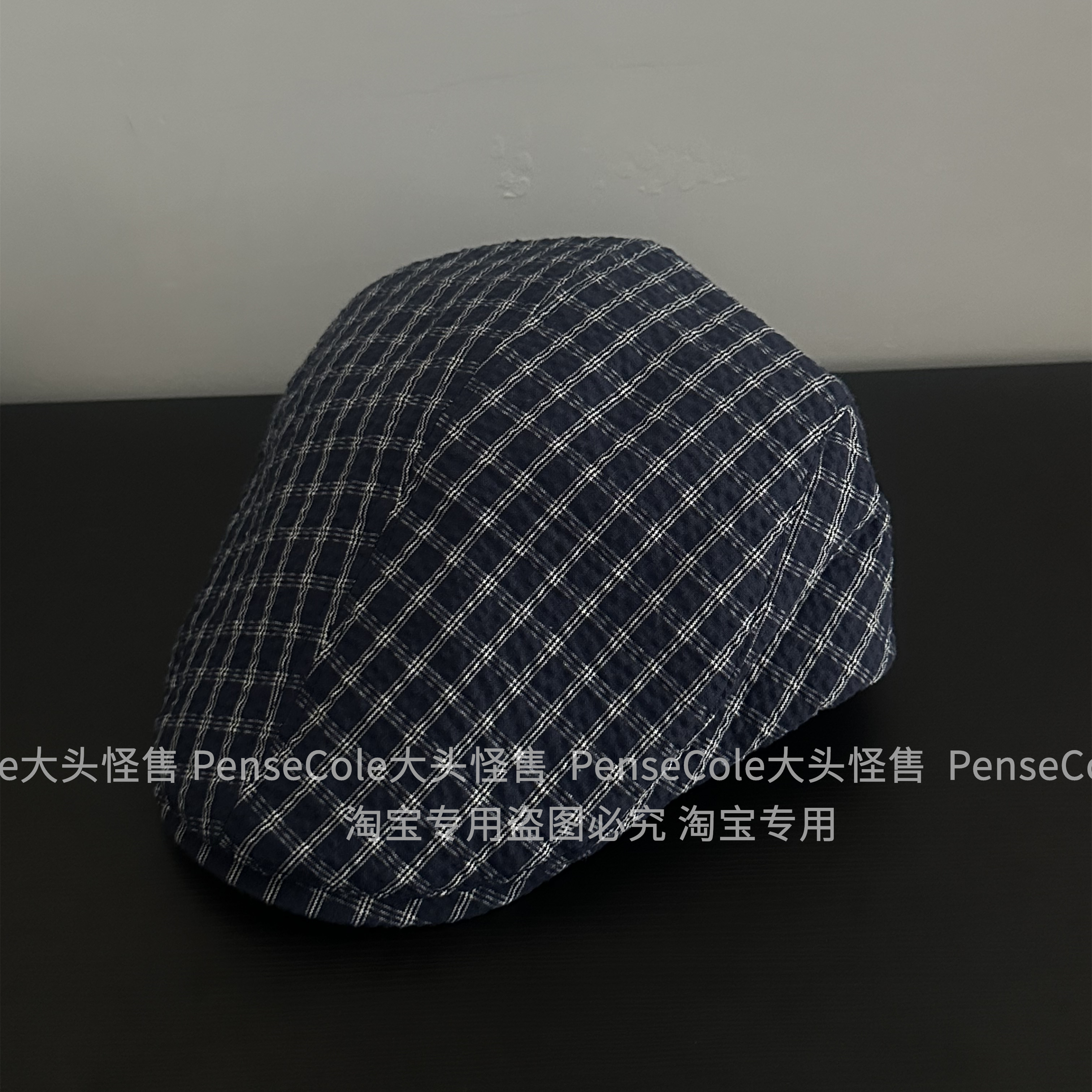 大头怪售日系文艺小格子前进帽子女秋季百搭画家帽男士复古贝雷帽