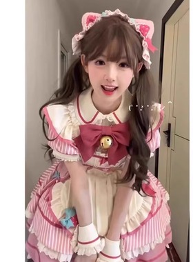粉色浆果泡泡花苞裙lolita OP可爱日常轻lo公主连衣裙洛丽塔