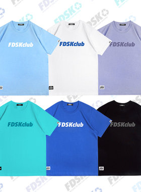 FDSKclub字母印花夏季清凉色系纯棉潮流搭配短袖T恤男女同款
