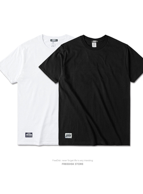 FDSK原创白色纯棉打底衫学生潮流百搭 圆领纯色短袖t恤