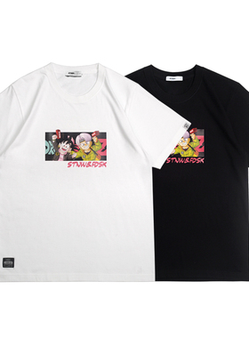 STNW x FDSK联名国潮七龙珠喷钱枪漫画宽松嘻哈情侣短袖T恤男女
