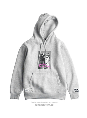 FDSK原创品牌抓绒款潮流死飞天才眼镜狗印花情侣卫衣