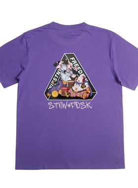 STNW x FDSK国潮牌龙珠魔人布欧ins紫色宽松嘻哈情侣短袖T恤男女