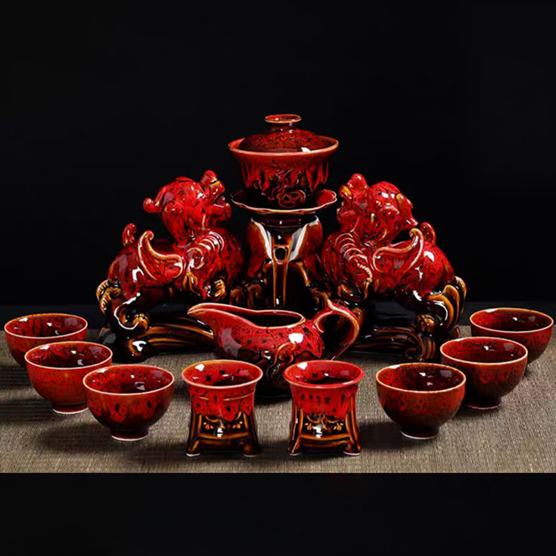 陶瓷送礼品复古貔貅自动懒人茶具