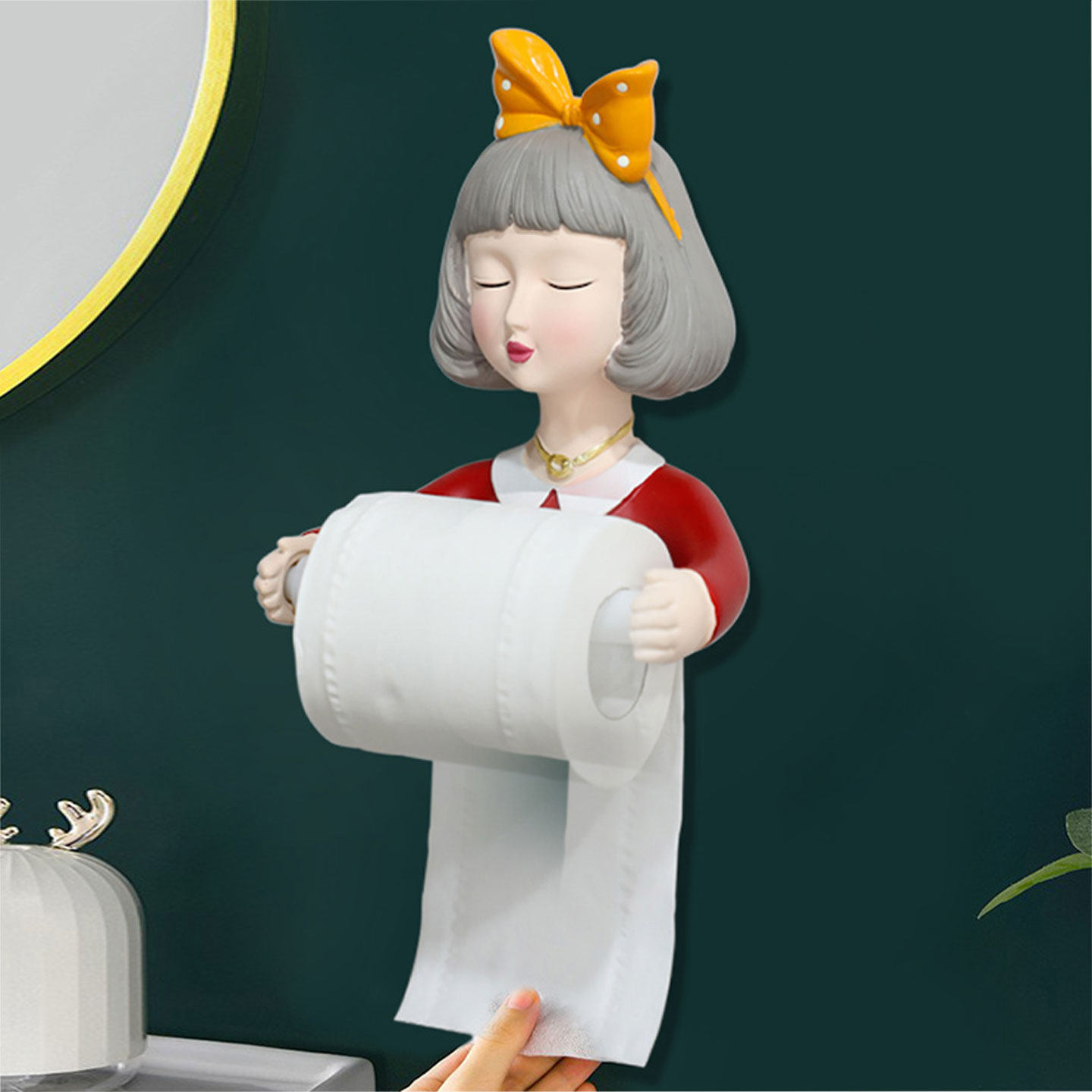 北欧电视柜树脂家居摆件壁挂纸巾客厅架卫生间卷纸架装饰可爱厨房