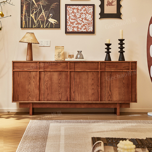 中古风白蜡木实木餐边柜客厅靠墙装饰柜斗柜玄关电视柜复古落地柜