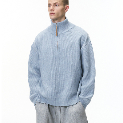 2025冬季新款美式街头潮流慵懒毛衫宽松针织衫半拉链高领毛衣男款