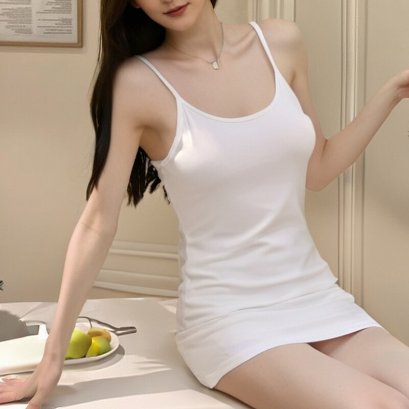 吊带裙女2025年夏季新款性感休闲连衣裙白色运动内搭包臀裙长裙子