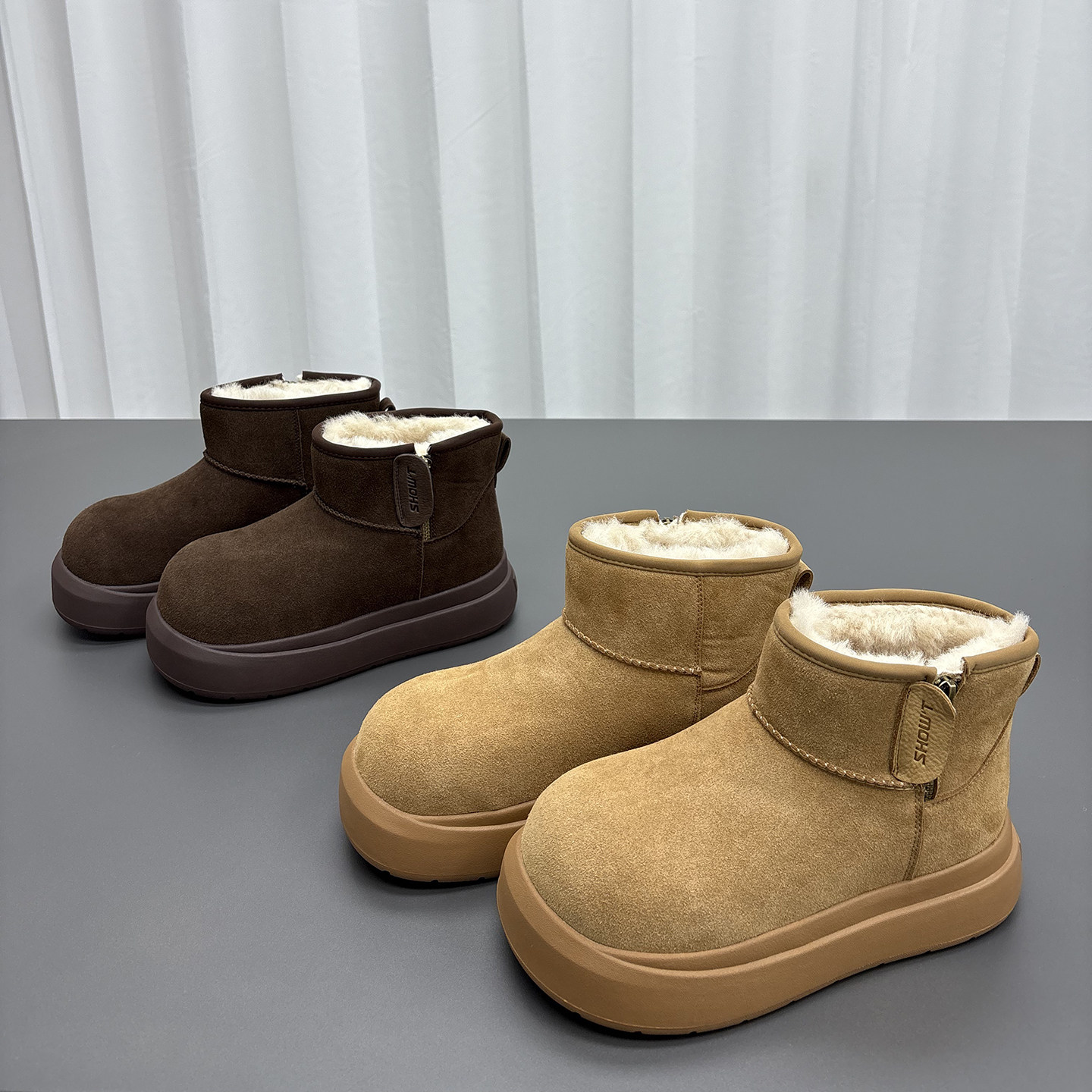 真皮羊毛雪地靴女2025冬季新款圆头厚底加厚保暖防滑休闲百搭棉靴,女鞋,时尚雪地靴,淘宝优惠券,粉丝福利购,淘宝优惠卷