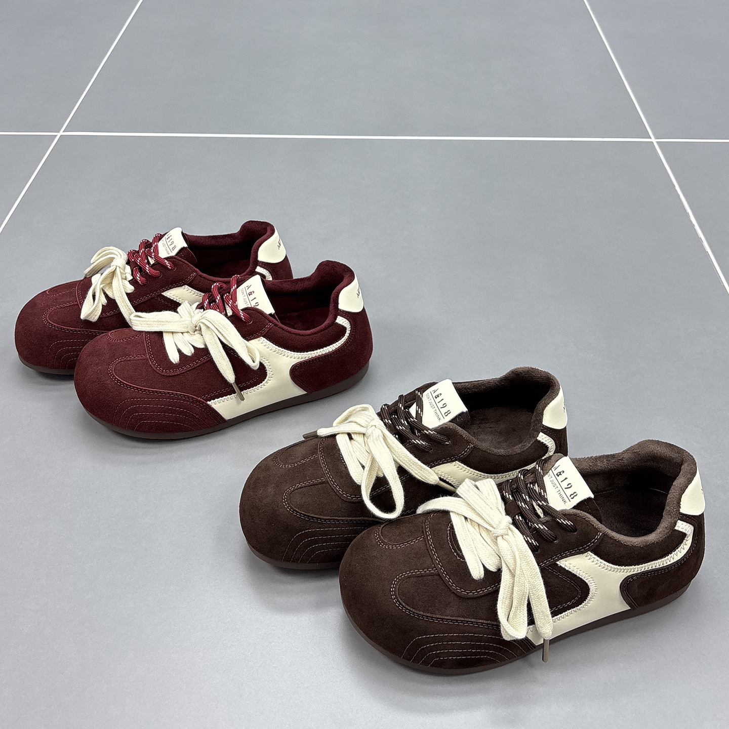 真皮加绒德训鞋女2025冬季新款