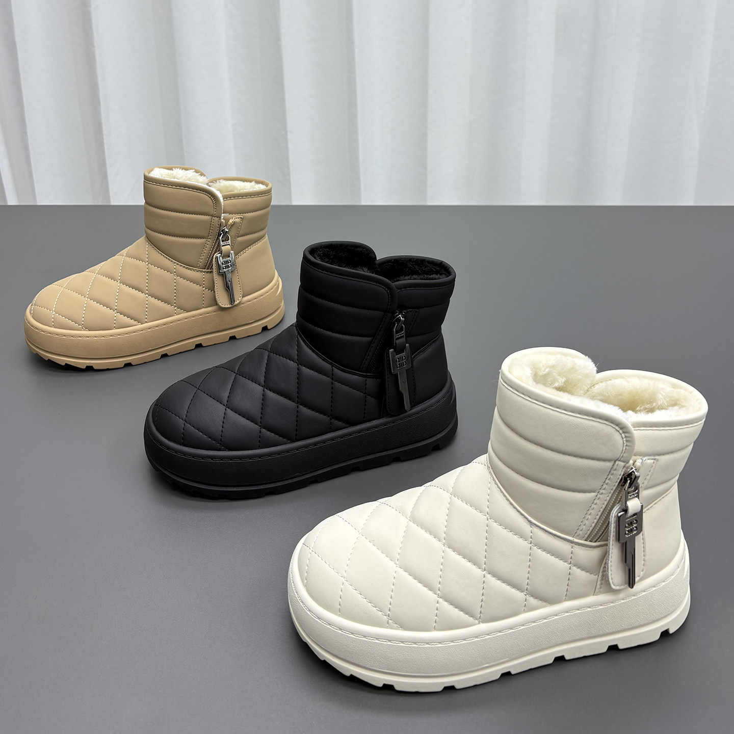 真皮羊毛雪地靴女2025冬季新款圆头防滑厚底加厚保暖牛皮休闲棉靴,女鞋,时尚雪地靴,淘宝优惠券,粉丝福利购,淘宝优惠卷