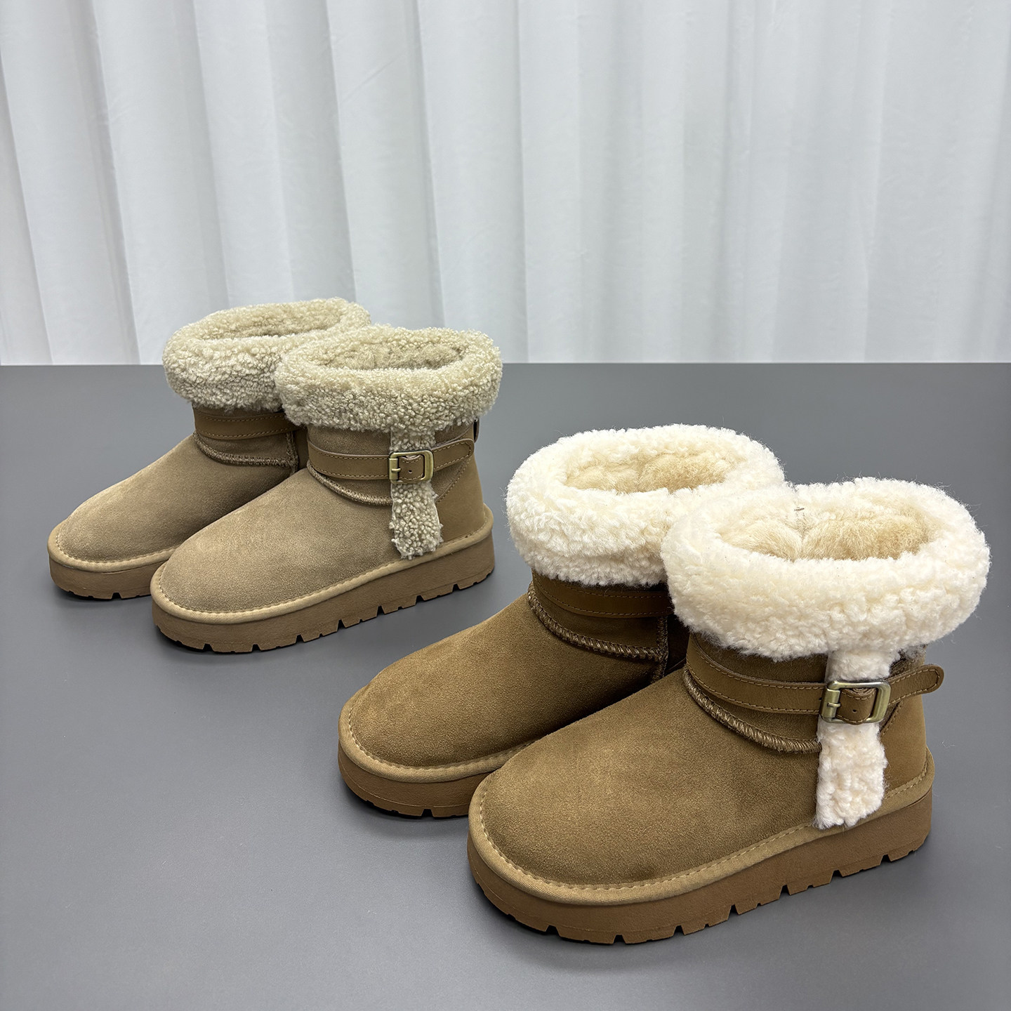 真皮羊毛雪地靴女2025冬季新款圆头厚底加厚保暖防滑舒适休闲棉靴,女鞋,时尚雪地靴,淘宝优惠券,粉丝福利购,淘宝优惠卷