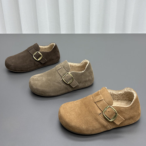 真皮羊毛加绒勃肯鞋女2025冬新款