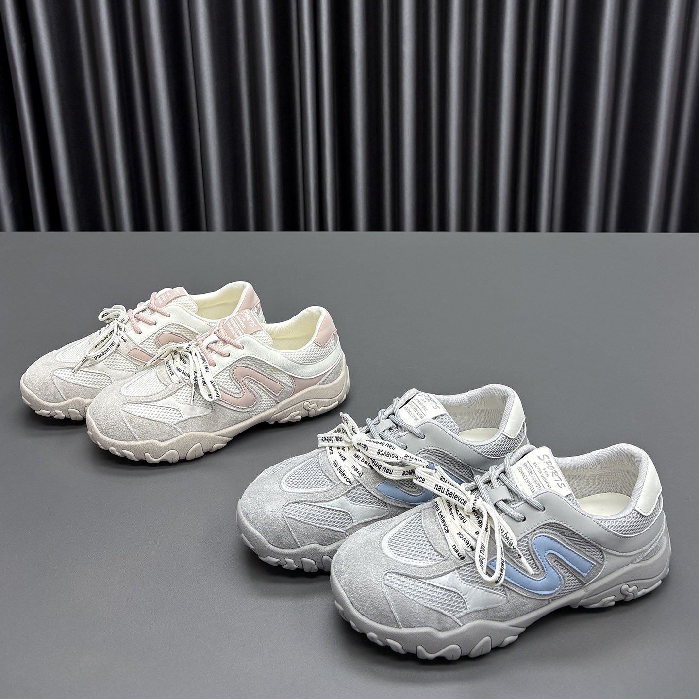 真皮网面阿甘鞋女2026春季新款圆头厚底透气舒适牛皮休闲运动鞋潮,女鞋,时尚休闲鞋,淘宝优惠券,粉丝福利购,淘宝优惠卷