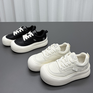 真皮加绒小白鞋女2025冬季新款圆头厚底保暖防滑时尚休闲运动棉鞋