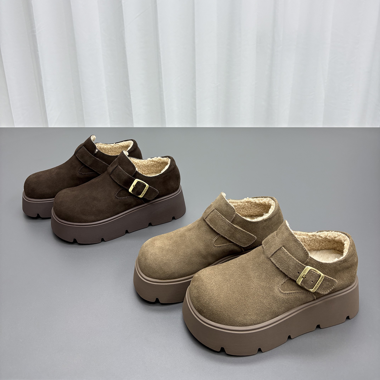 真皮羊毛加绒勃肯鞋女2025冬新款