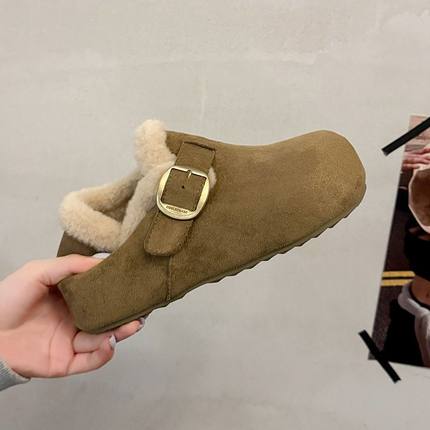 厚底内增高加绒全包勃肯毛毛鞋女2025秋冬新款雪地靴博肯棉鞋