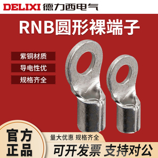 德力西冷压接线端子RNB圆形裸端子头o型铜鼻子线鼻子紫铜OT线耳