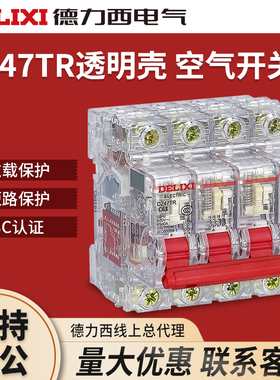 德力西空气开关断路器2P3P4P单相三相25A32A40A安小型透明DZ47TR