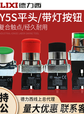 德力西按钮开关LAY5s-BA31绿色常开控制42红色常闭平钮自复位点动