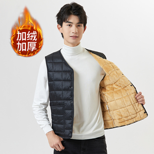 羊羔绒羽绒棉马甲男短款轻薄加绒内穿小棉袄保暖背心内胆打底坎肩
