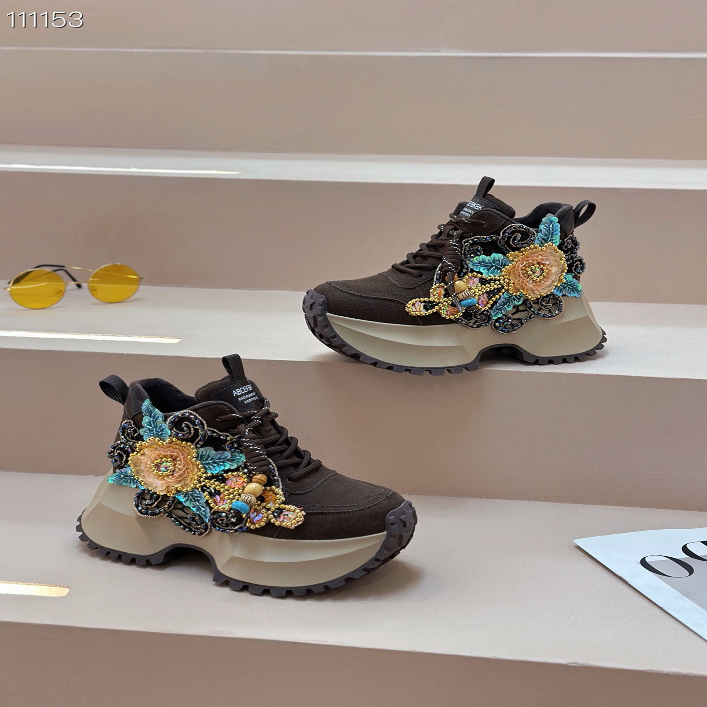 纯手工步步生花加绒老爹鞋