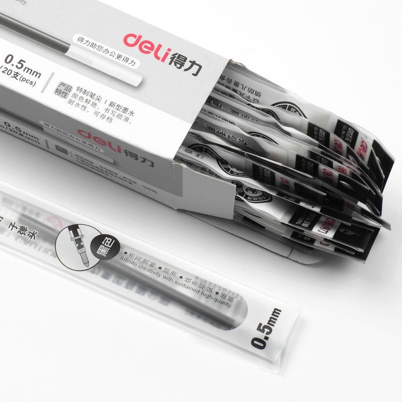 델리 젤 펜 리필 0.5MM 총알 리필 S760 빨간색 파란색 검정색 20개 박스형 0.35MM 바늘 펜