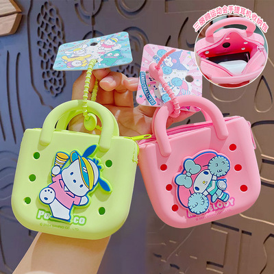 正版卡通三丽鸥运动会手提耳机收纳包钥匙扣女可爱包包挂件钥匙链