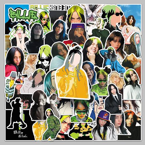 50张BillieEilish歌手贴纸比莉艾利什明星周边文具行李箱头盔贴纸