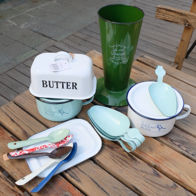 搪瓷勺子zakka杂货 搪瓷复古饭勺 汤勺 咖啡豆勺甜品勺 美食道具