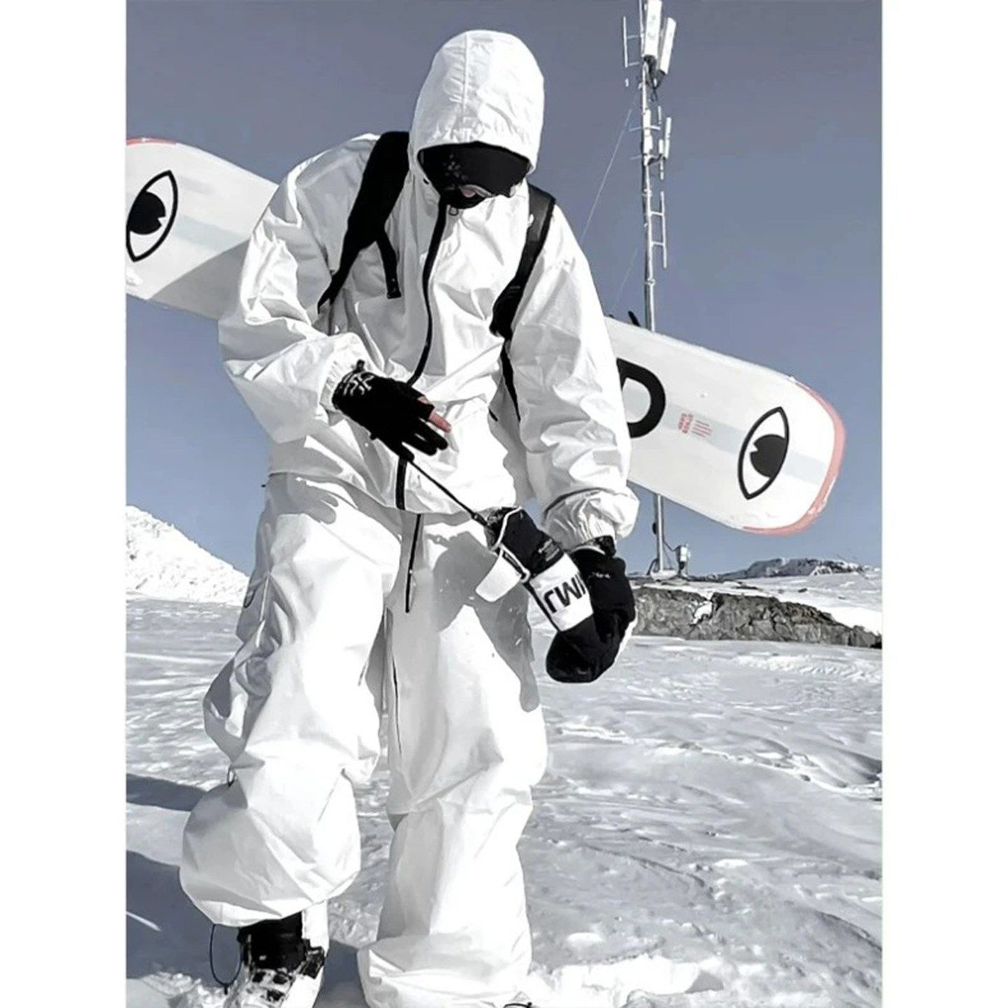 白色防寒滑雪裤男款秋冬多口袋防水冲锋裤cleanfit保暖工装裤子