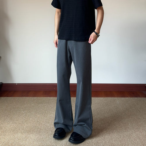 Blog美式复古 TR混纺 微喇西裤宽松cleanfit显瘦长裤子K774
