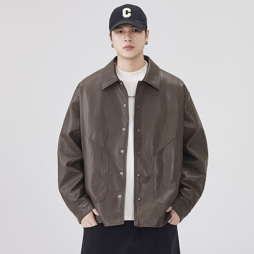 美式复古皮衣外套男2025秋季新款硬汉工装宽松机车服休闲皮夹克潮