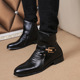 秋冬季 短筒皮靴 时尚 尖头皮鞋 男靴子潮流马丁靴男英伦短靴高帮韩版