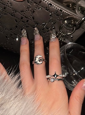 星月高级感个性月亮戒指多层