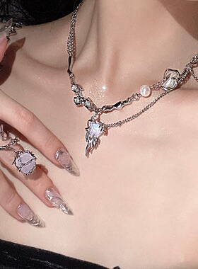 设计师款多层月光石拼接锁骨链