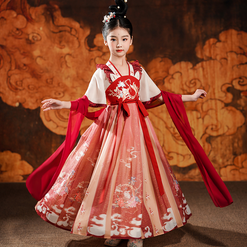 汉服女童连衣裙夏季2025新款女孩古风裙子儿童六一演出服国风夏装