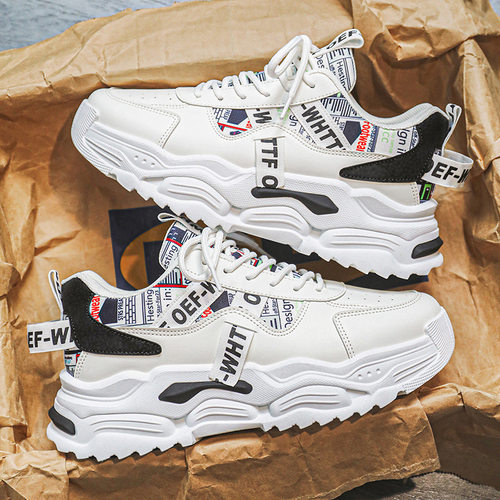 潮牌男鞋2025新款春秋跑步运动鞋青少年时尚百搭厚底增高老爹潮鞋