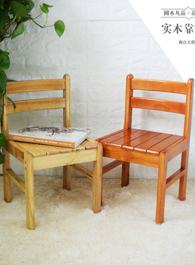 全实木餐椅 简约餐桌椅橡木凳子 原木靠背椅凳子木质儿童凳木头凳