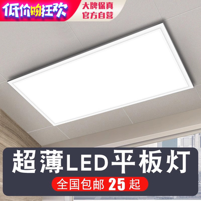 铝扣吊板顶灯厨卫厨房卫生间铝扣板嵌入式30x30x60集成吊顶led平