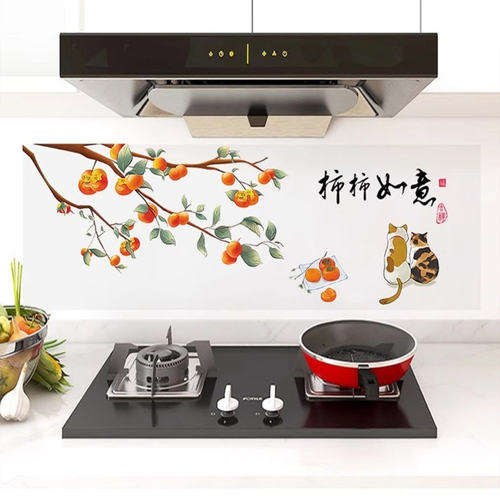 厨房防油烟贴纸自粘防水防火耐高温背胶无痕灶台墙壁瓷砖暧居贴画